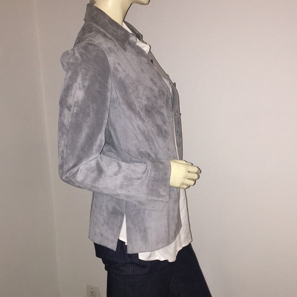 Light grey suede collared button up shirt jacket size xs - Picture 2 of 8